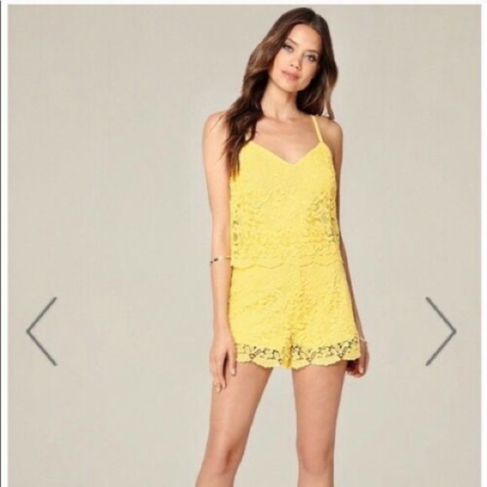 Bebe Yellow Lace romper Size 2